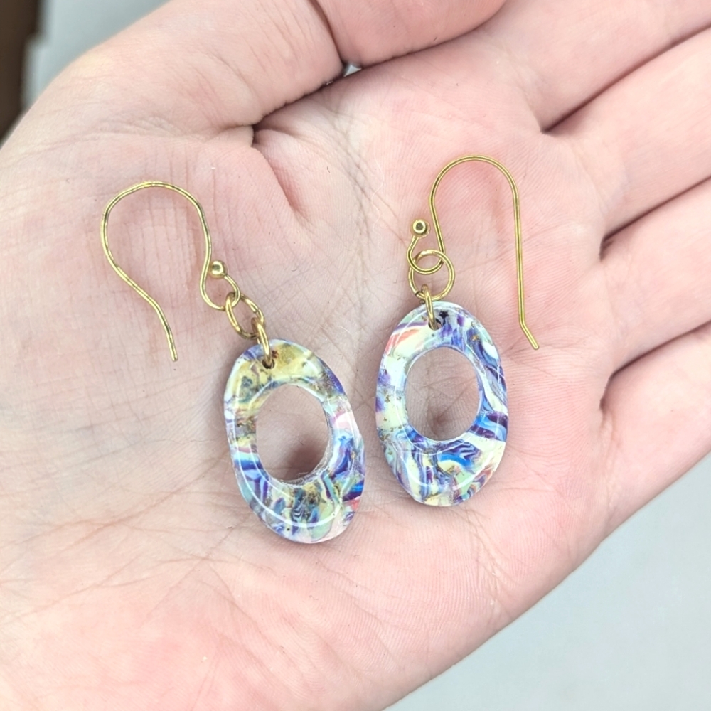 Blue Gold And White Earrings - Picture 8 of 11